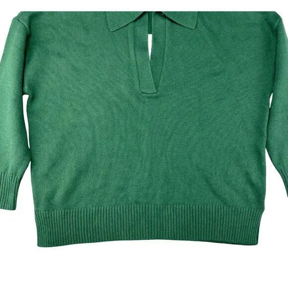 Darling Women Green 3/4 Length Sleeve Collared Knit Sweater Pullover Medium - Picture 11 of 13